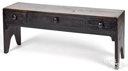 PAINTED WALNUT MORTISED BENCH, 19TH