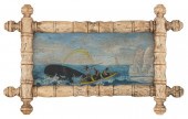 PAINTED WHALEBONE PANEL WITH W