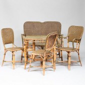 PAINTED WICKER FIVE-PIECE SUIT