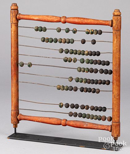 PAINTED WOOD ABACUS, 19TH C., 14