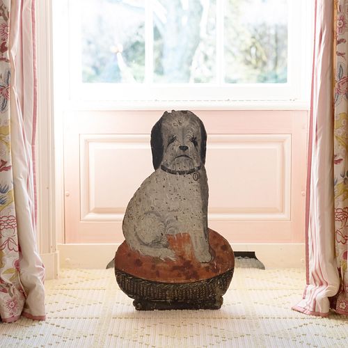 PAINTED WOOD AND METAL DOG FORM