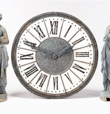 Painted wood and zinc clock     