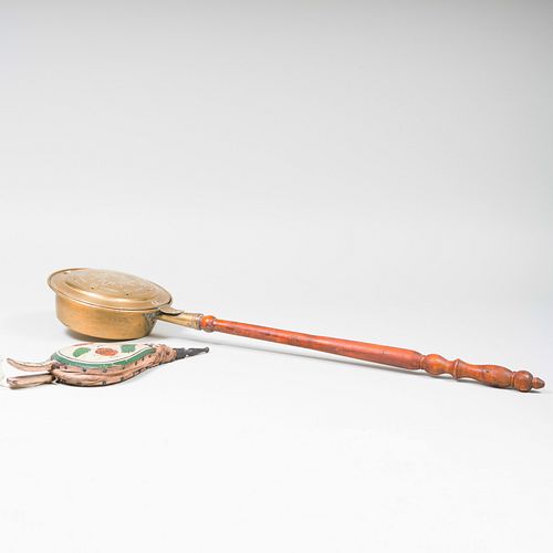 PAINTED WOOD BELLOWS AND A COPPER