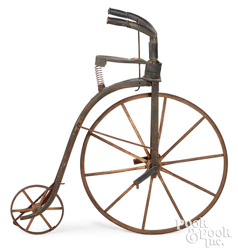 PAINTED WOOD BONESHAKER BICYCLE