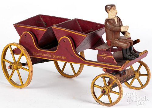 PAINTED WOOD CONTRACTOR DUMP WAGON,