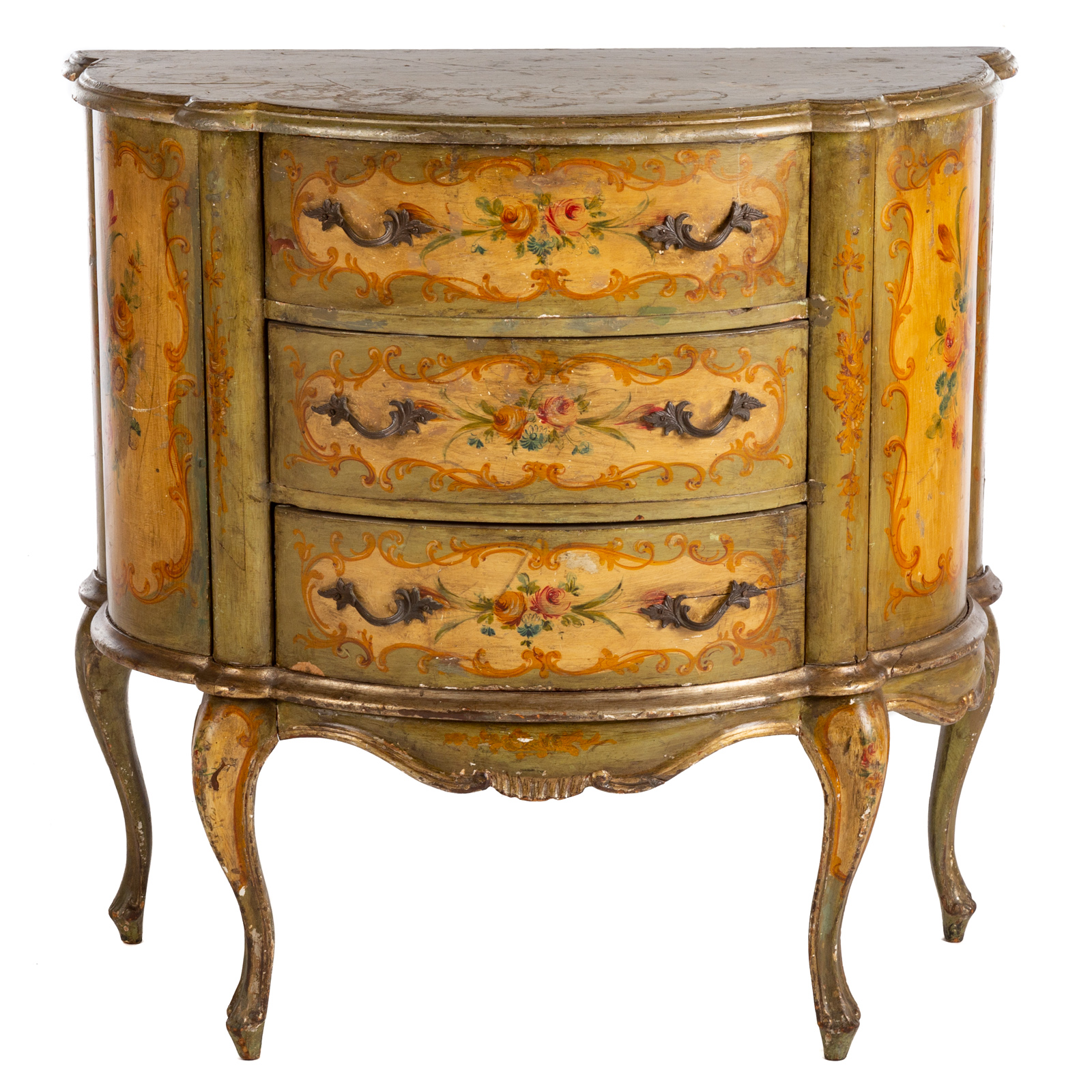 PAINTED WOOD DEMILUNE CONSOLE
