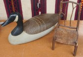 PAINTED WOOD ‘GOOSE’ DECOY AND