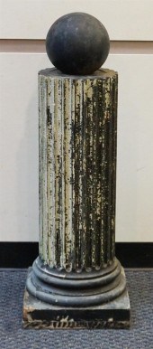 PAINTED WOOD HALF-COLUMN PEDES