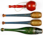 PAINTED WOOD JUGGLING CLUBS, 1