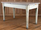PAINTED WOOD MARBLE TOP POTTIN