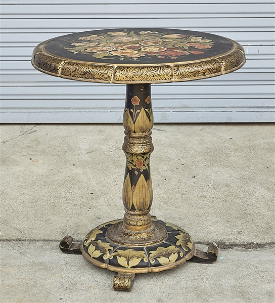 Painted wood pedestal table; with