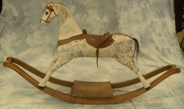 Painted wood rocking horse, 19th c