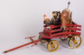 PAINTED WOOD SANTA'S TOY WAGON