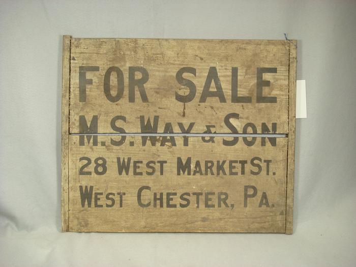 Painted wood store sign, "For Sale,