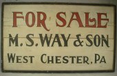 Painted wood store sign, "For