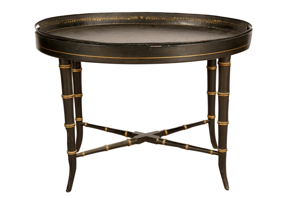 PAINTED WOOD & TOLE TRAY-TOP COFFEE