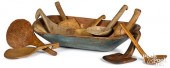 PAINTED WOOD TRENCHER, 19TH C.