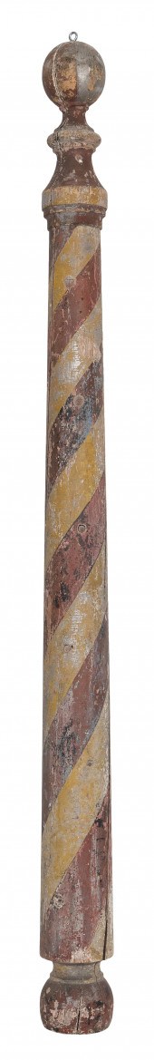 PAINTED WOODEN BARBER'S POLE 1