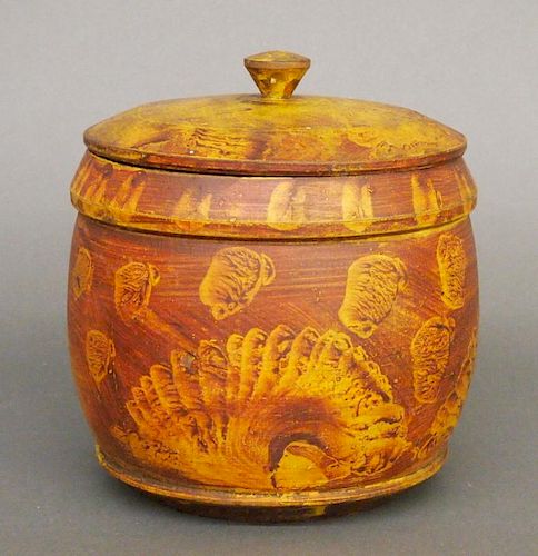 PAINTED WOODEN COVERED BOXA late