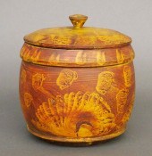 PAINTED WOODEN COVERED BOXA la