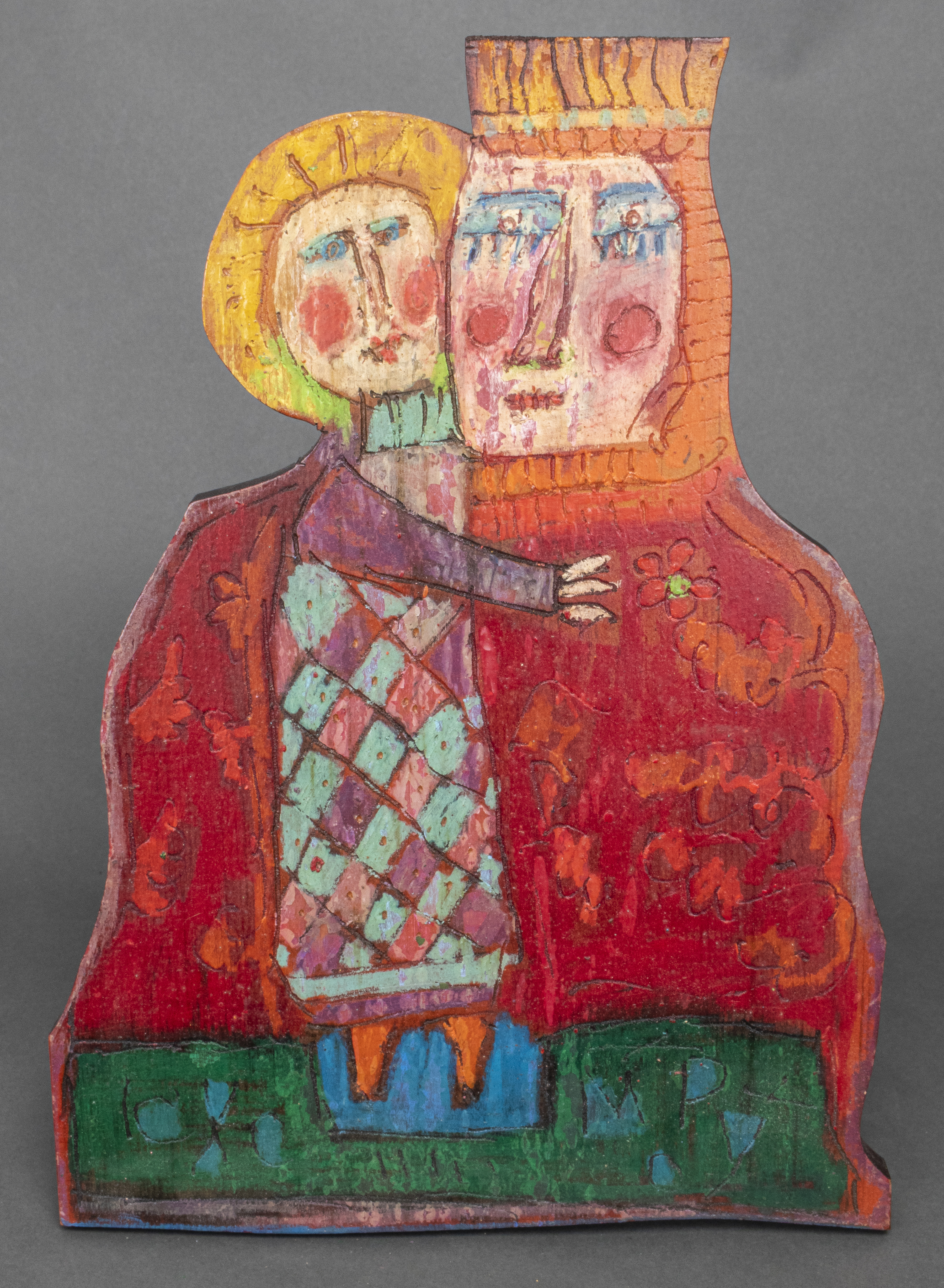 PAINTED WOODEN FOLK ART "KING AND
