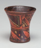 Painted wooden Peruvian kero ,