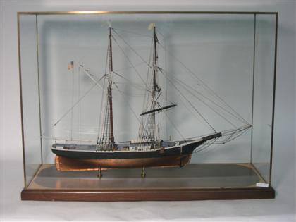 Painted wooden ship model    20th
