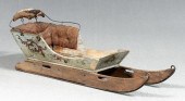 Painted wooden sled, iron runn