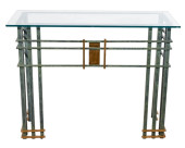 PAINTED WROUGHT IRON TABLE WIT