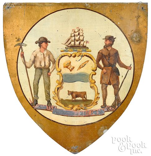PAINTED ZINC ARMS OF DELAWARE