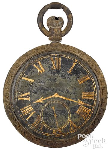 PAINTED ZINC CLOCK AND