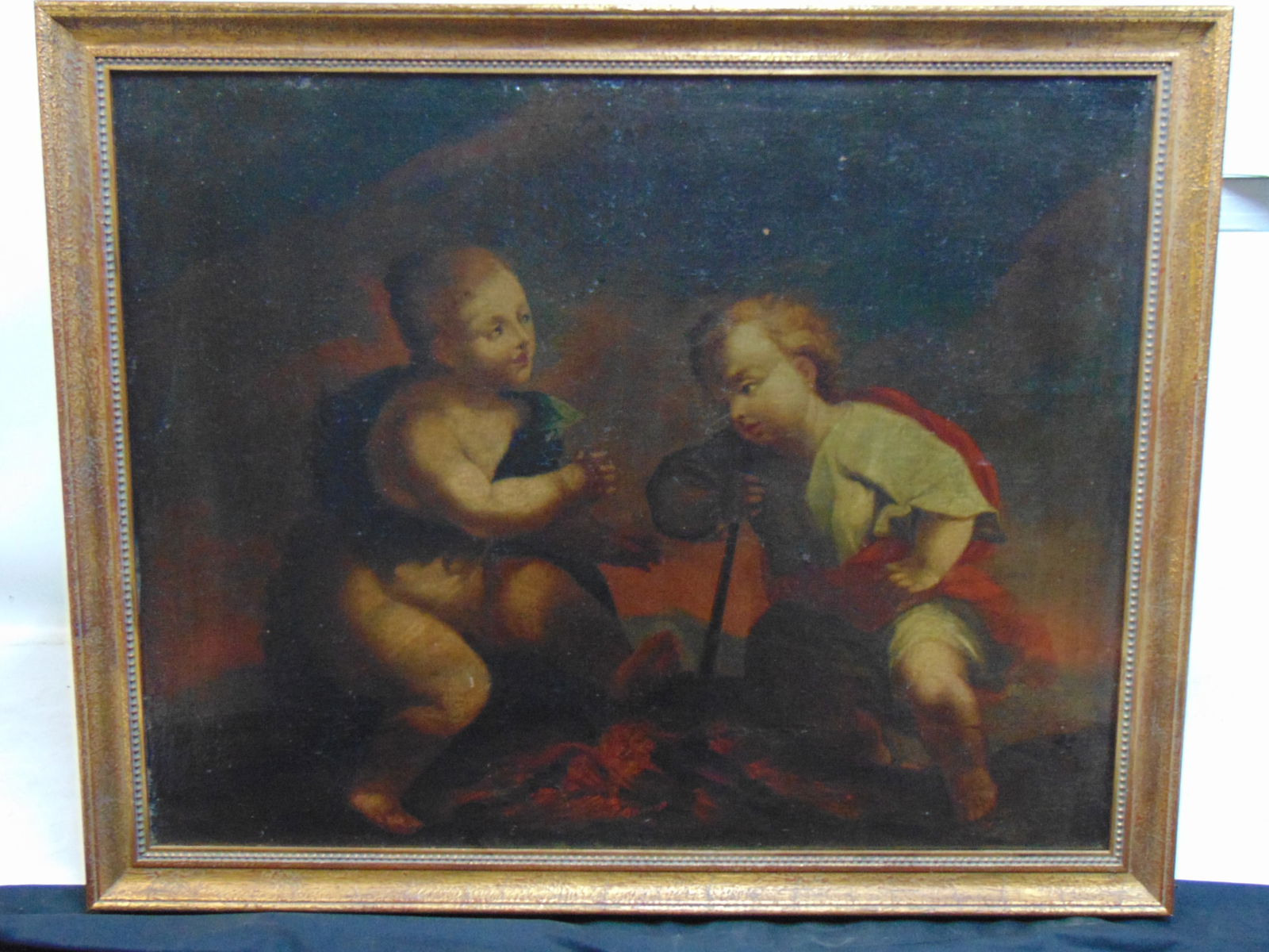 PAINTING, 2 PUTTI, OIL ON CANVAS,