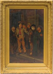 PAINTING, A GANG SMOKING CIGAR