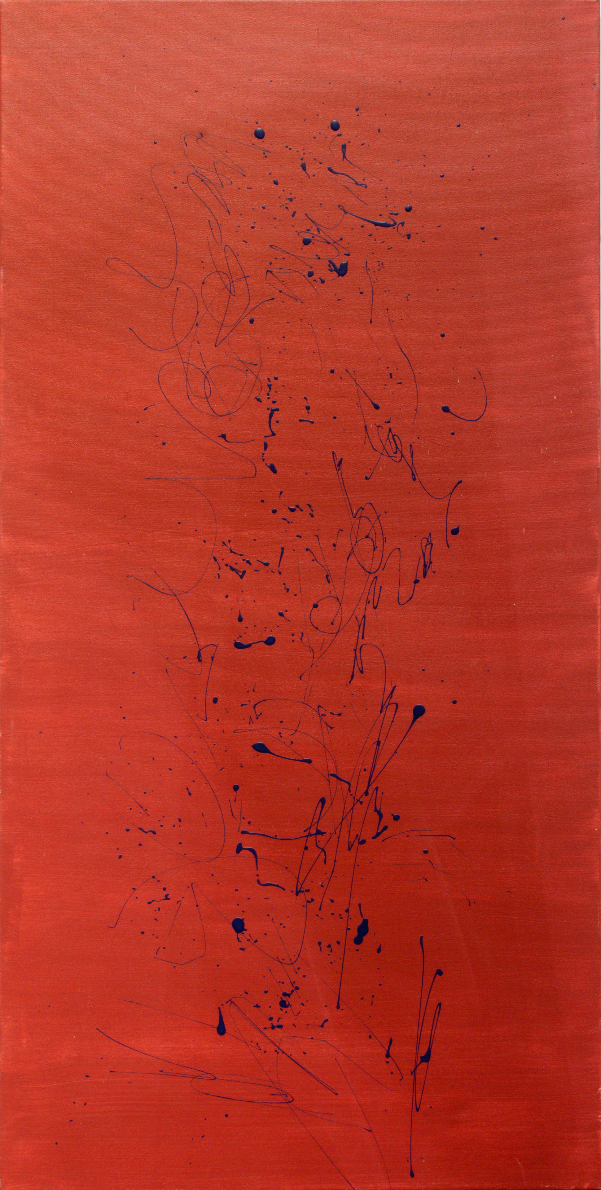 PAINTING, ABSTRACT IN RED AND