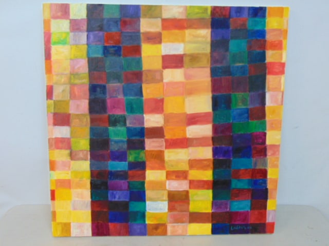PAINTING, ABSTRACT WITH CUBES,