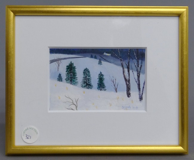 Painting acrylic winter scene