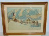 PAINTING, ALPINE SCENE WITH SM