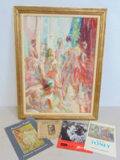 PAINTING, "BACKSTAGE", SIGNED