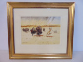 PAINTING, BUFFALO, ELK & WOLF