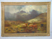 PAINTING, CATTLE IN THE HIGHLA