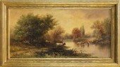 PAINTING, CATTLE WATERING BY A