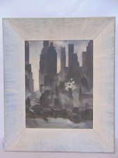 PAINTING, CITY SCENE FROM RIVE