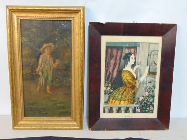 PAINTING & CURRIER PRINT, OIL,