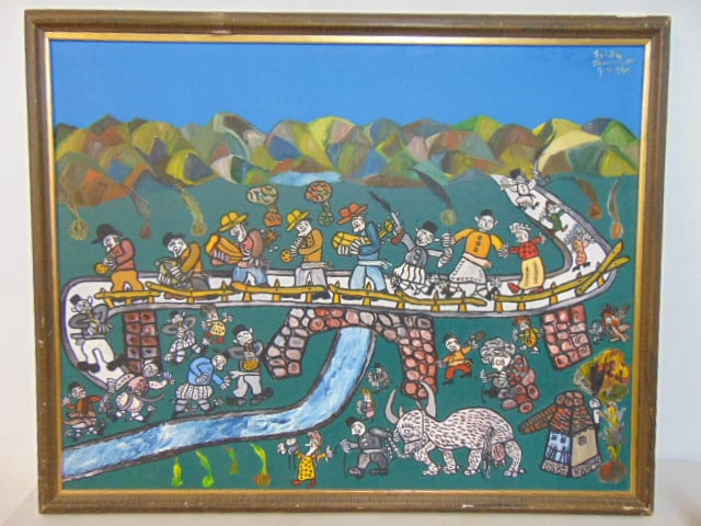 PAINTING, "DIE BRUCKE" SIGNED