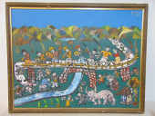 PAINTING, "DIE BRUCKE" SIGNED