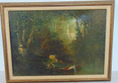 PAINTING, FRENCH GARDEN SCENE