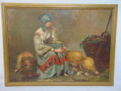 PAINTING, GYPSY GIRL WITH BASK