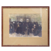 PAINTING, JEWS AT TRAIN STATIO