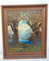 PAINTING, LAKE SCENE LANDSCAPE