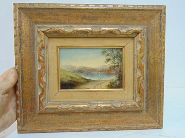 PAINTING, LANDSCAPE WITH LAKE,